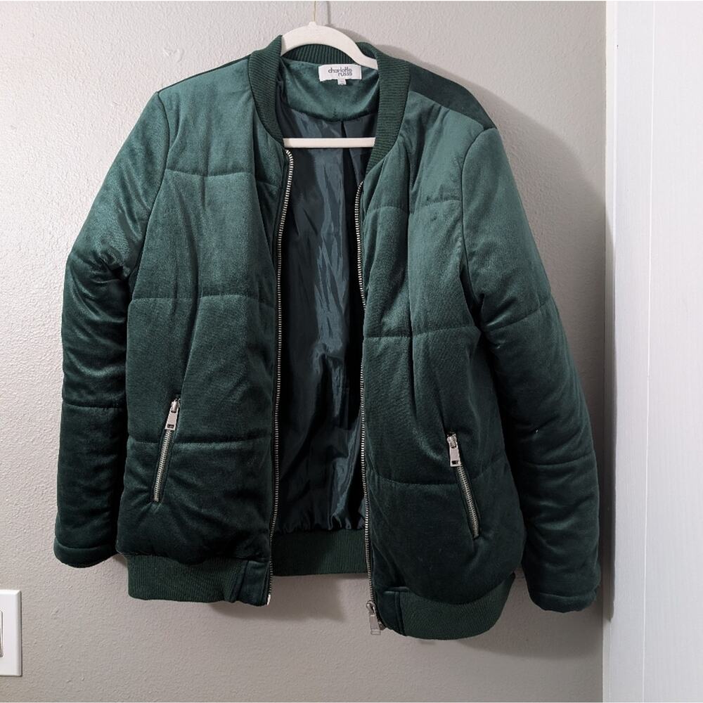 Charlotte Russe Green Bomber Jacket with Quilted Design